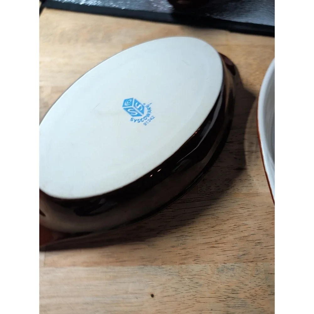 5 Brown Syscoware Individual Baking Au Gratin Casserole Dish Handles 91342 USA